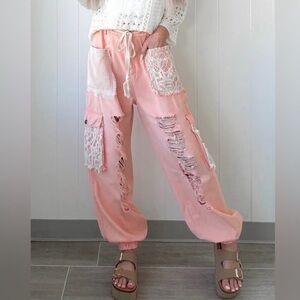 NWT POL Coral Denim Distressed
Cargo Jogger Jeans Medium